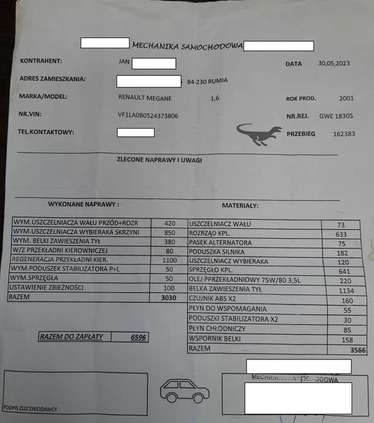 Renault Megane cena 2100 przebieg: 163666, rok produkcji 2001 z Rumia małe 29